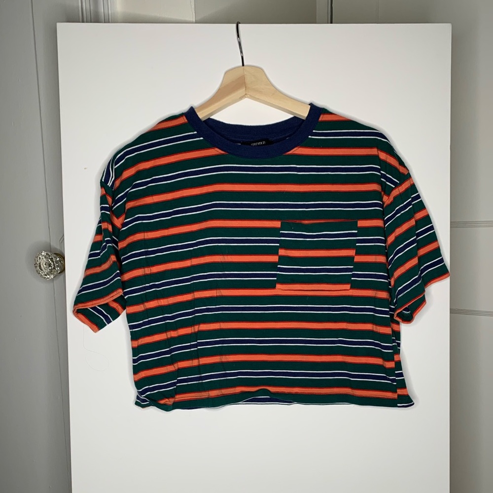 Striped forever 21 crop